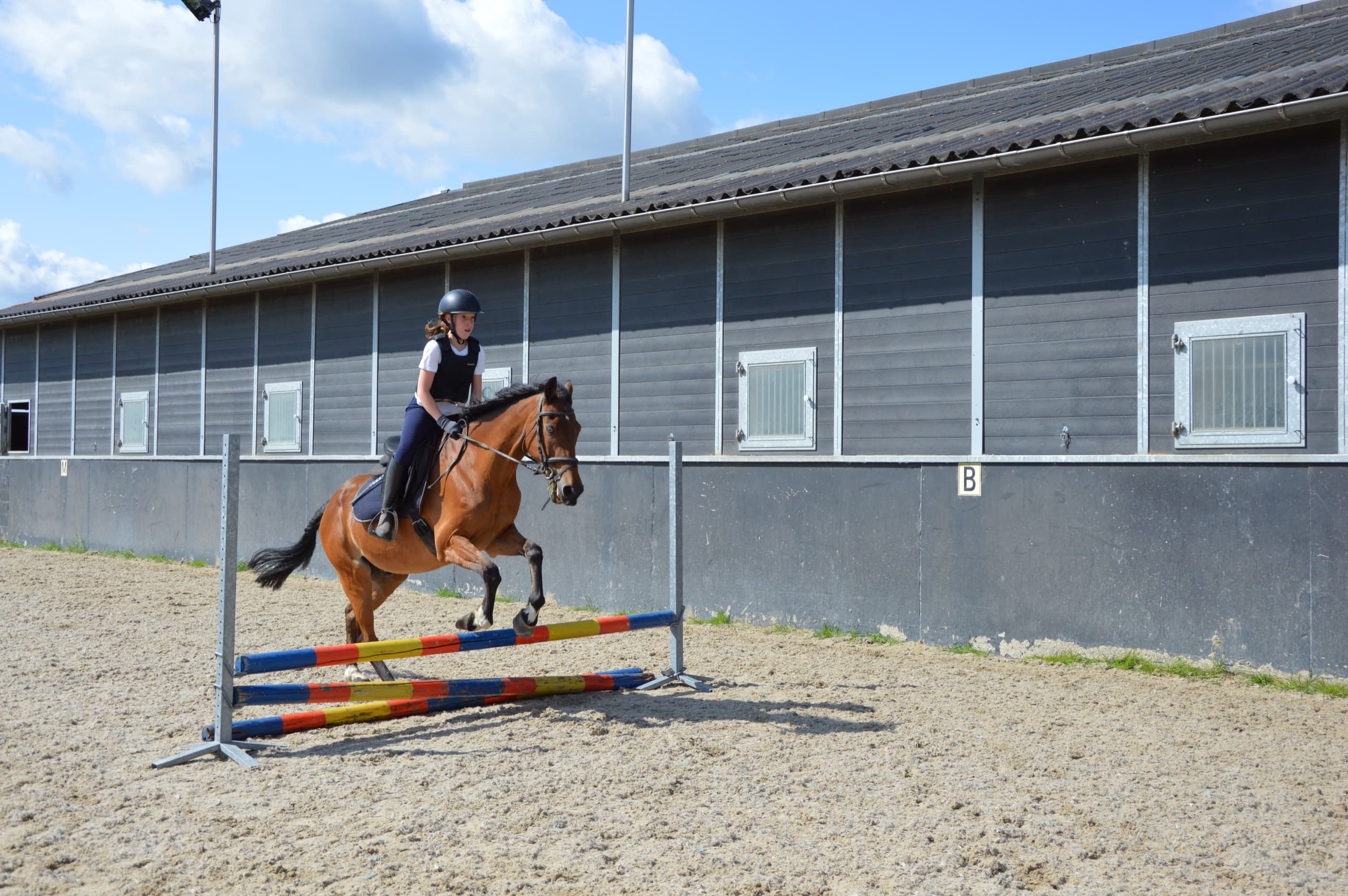 Instructeur geeft aandachtige begeleiding tijdens een rijles op pony
